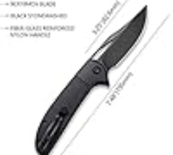 CIVIVI Ortis Flipper Pocket Knife, 3.25″ Black Stonewashed 9CR18MOV Blade Liner Lock Knife For EDC C2013D (Double Black)