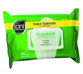 Sani Professional NIC A580FW Table Turner Wet Wipe, 11-1/2 Width, 7quot; Length, Paper, White, Pack of 12