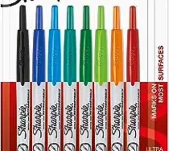 SHARPIE Retractable Permanent Markers, Ultra Fine Point, Assorted Colors, 8 Count