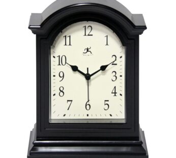 Infinity Instruments 9″ x 9″ Black Analog Semi-Rectangle Traditional Tabletop Clock