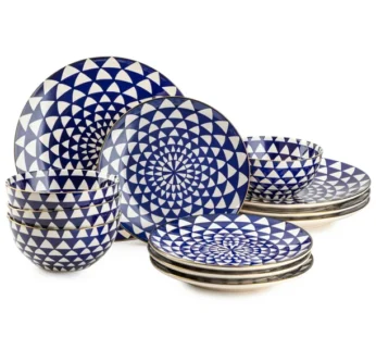 Thyme & Table Blue Medallion 12 Piece Dinnerware Set