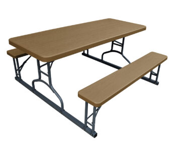 Plastic Development PIC622 Steel Frame 6′ Picnic Outdoor Table with Bench