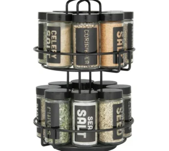 Kamenstein 16 Jar Black Spice Rack Spices Included