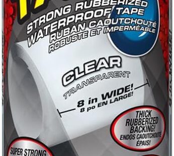 Flex Tape Rubberized Waterproof Tape, 8″ x 5′, Clear